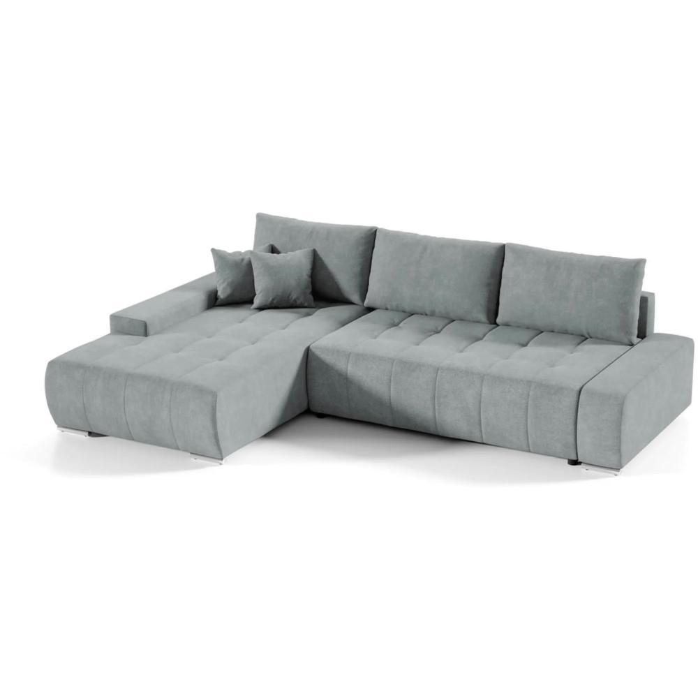 ECKSCHLAFSOFA Draco mit Schlaffunktion, links, Hellgrau - Silberfarben/Hellgrau, Textil/Metall (267/186cm) - Beautysofa