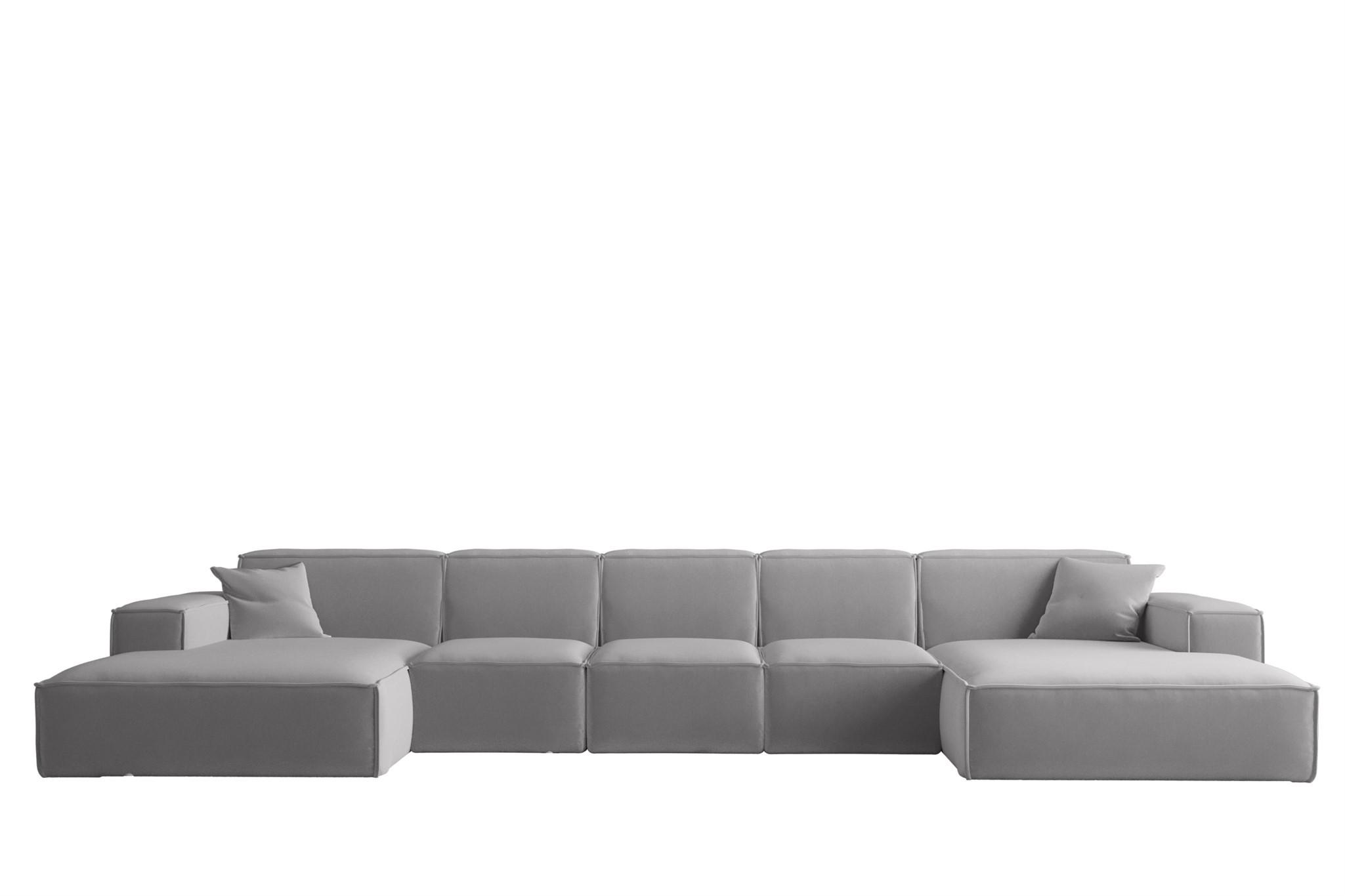 WOHNLANDSCHAFT Celes Premium Xl Opera - Hellgrau, Holzwerkstoff/Textil (462/73/165cm) - Fun Möbel
