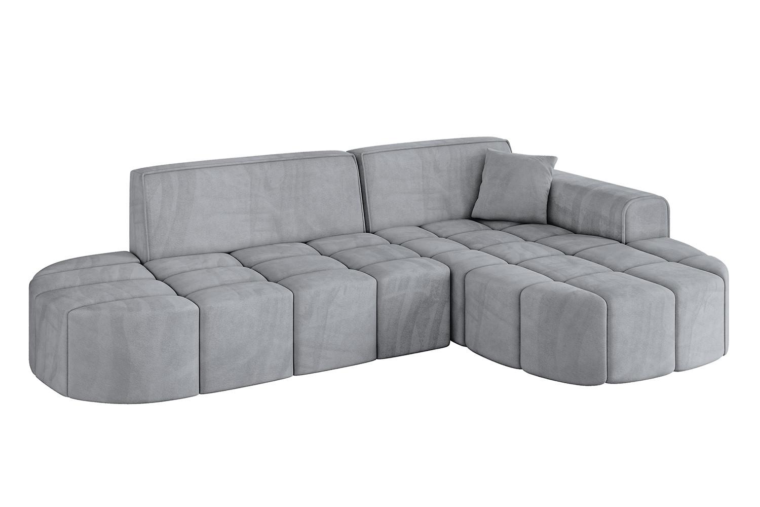 ECKSOFA Ottomane Rechts LIVO-L1 - 252x173x79,5 cm Hellgrau - Grau, Holzwerkstoff/Textil (252/173cm) - ALTDECOR