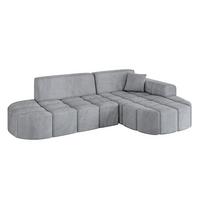 ECKSOFA Ottomane Rechts LIVO-L1 - 252x173x79,5 cm Hellgrau - Grau, Holzwerkstoff/Textil (252/173cm) - ALTDECOR