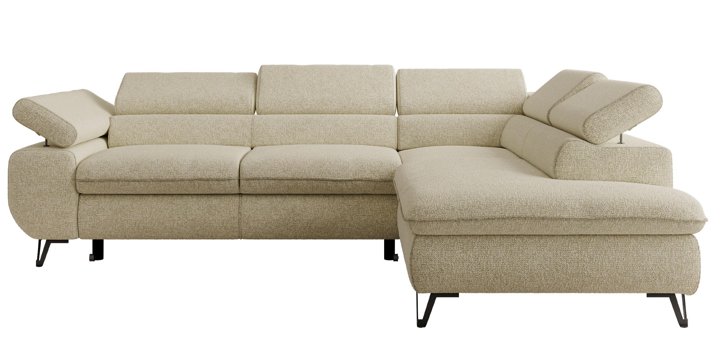 ECKSOFA PABLO L Creme Struktur - Rechts Seite mit T25 Topper - Creme/Schwarz, Textil/Metall (273/208cm) - MKS