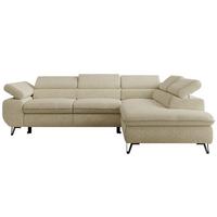 ECKSOFA PABLO L Creme Struktur - Rechts Seite - Creme/Schwarz, Textil/Metall (273/208cm) - MKS