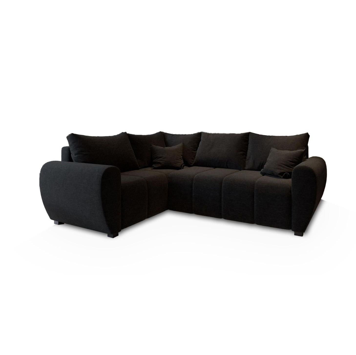 ECKSOFA MADISON L L-S Schwarz Dünner Stoff mit Schlaffunktion - Schwarz, Holz/Kunststoff (235/175cm) - MASSENO