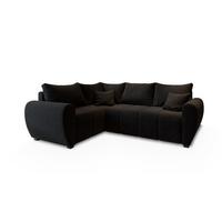 ECKSOFA MADISON L L-S Schwarz Dünner Stoff mit Schlaffunktion - Schwarz, Holz/Kunststoff (235/175cm) - MASSENO