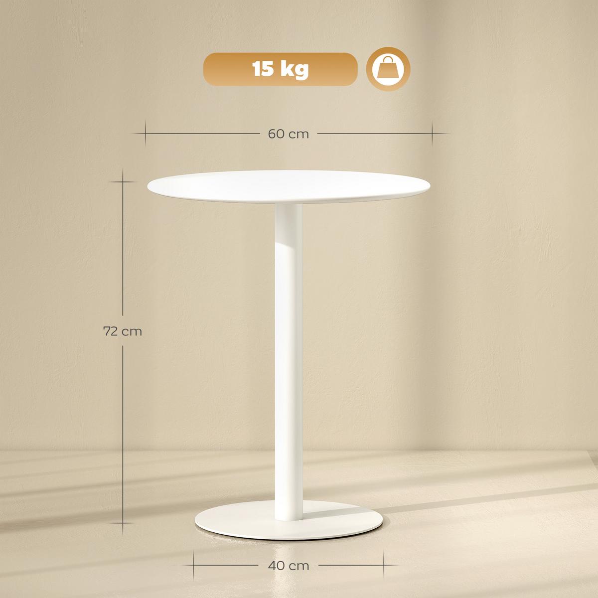 ESSTISCH, Runder Küchentisch für 2 Personen, Moderner Esszimmertisch, Weiß - Weiß, Metall (60/60/72cm) - HOMCOM