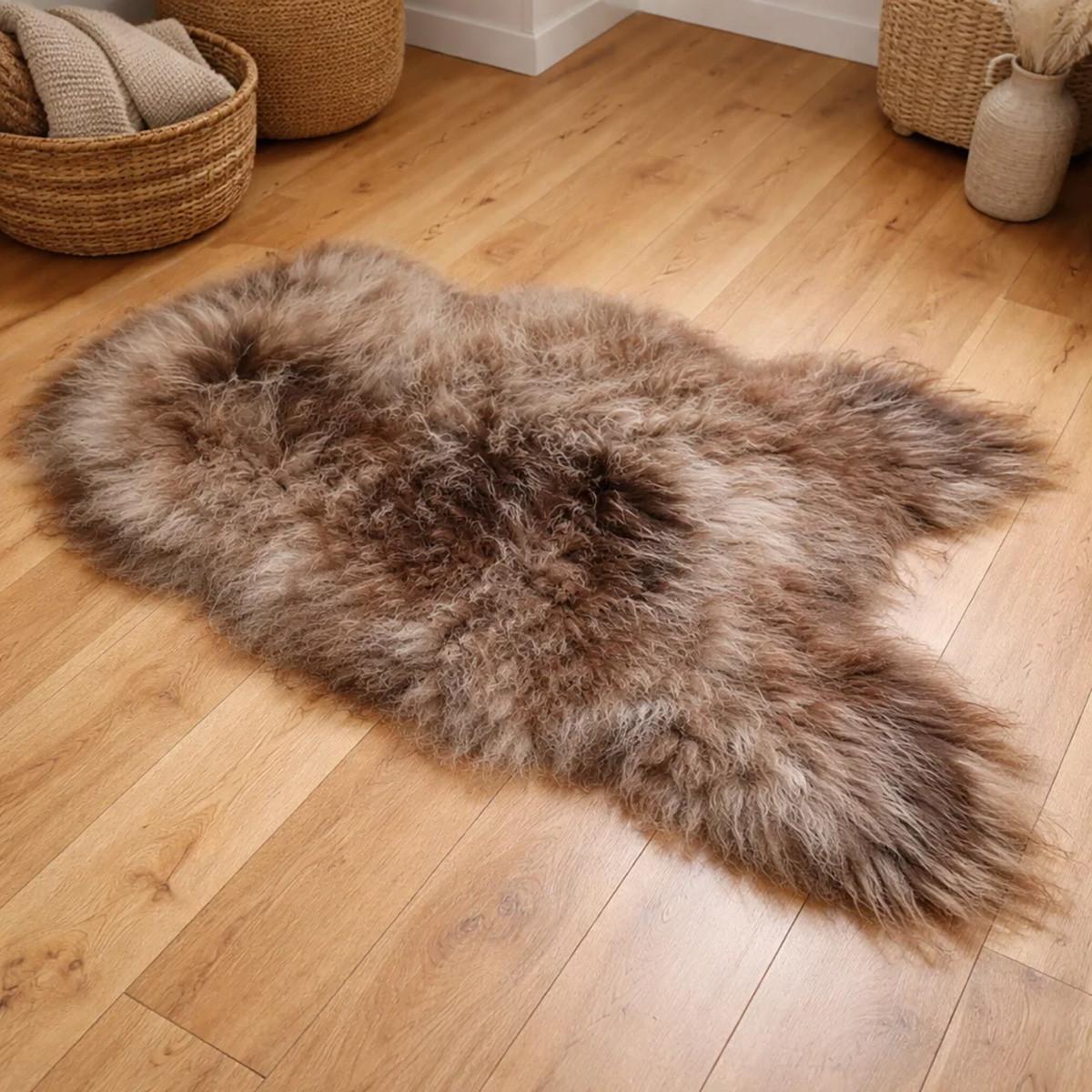 FELL Islandschaffell Lammfell Schaffell Schoko Braun ca. 110 cm - Hellbraun/Braun, Fell (60/110cm) - Provellus