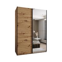 SCHWEBETÜRENSCHRANK 245,5/180/64 2-türig - Schwarz/Eiche Artisan, Holz/Metall (180/245/64cm) - Abiks Möbel