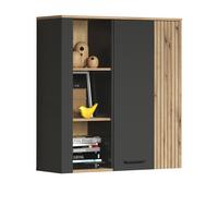 HÄNGEVITRINE grau, Evoke Eiche, Vitrine hängend 90 x 99 cm - Eichefarben/Schwarz, Glas/Holzwerkstoff (90/99/34cm) - Top.Furn