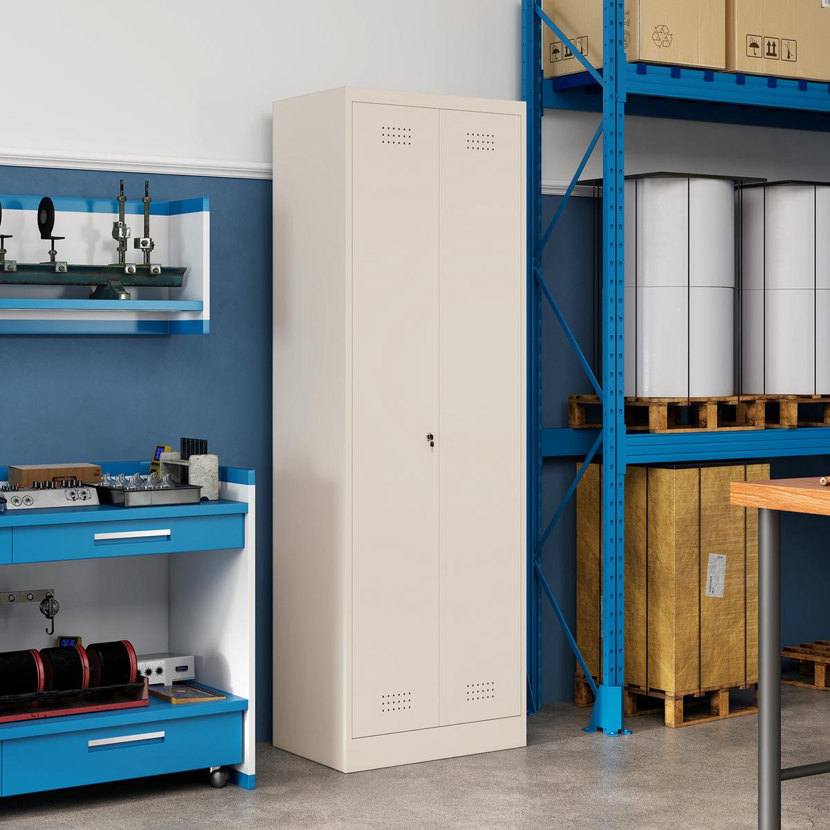 WERKZEUGSCHRANK Stahl Cremeweiß - Creme, Metall (40/165/60cm) - HOMCOM
