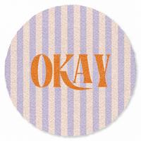 FUSSMATTE Lila – Orange – Streifen – Okay 90x90 cm - Flieder, Kunststoff (90/0.4cm) - MuchoWow