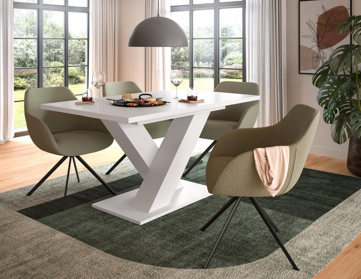 ESSTISCH weiß, Küchentisch ausziehbar 150 - 190 cm - Weiß, Holzwerkstoff/Metall (150/90/76cm) - Inn.Furn