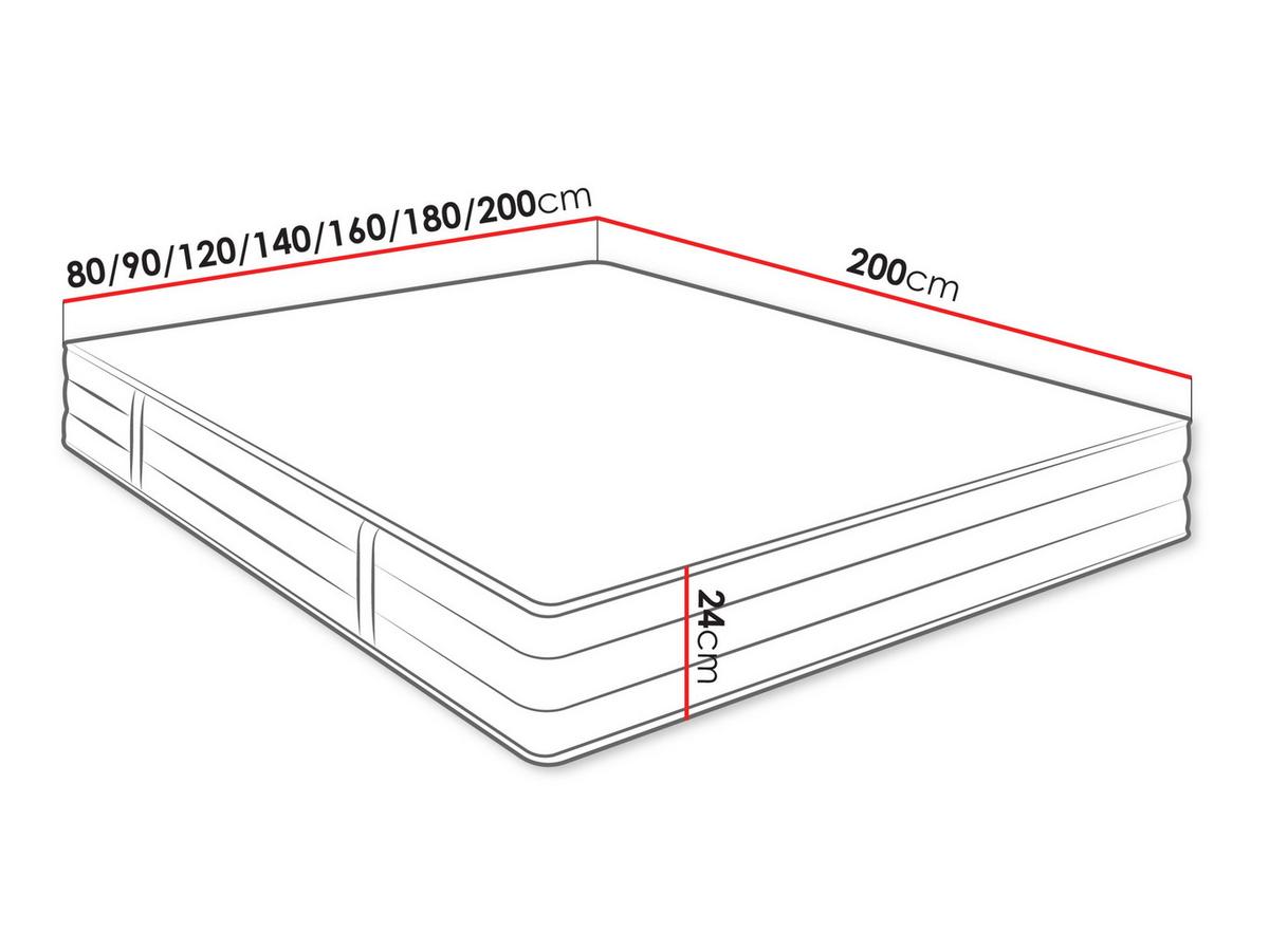 FEDERKERNMATRATZE Mediq 24 cm - H3 - Weiß, Textil (80/200cm) - MIRJAN24