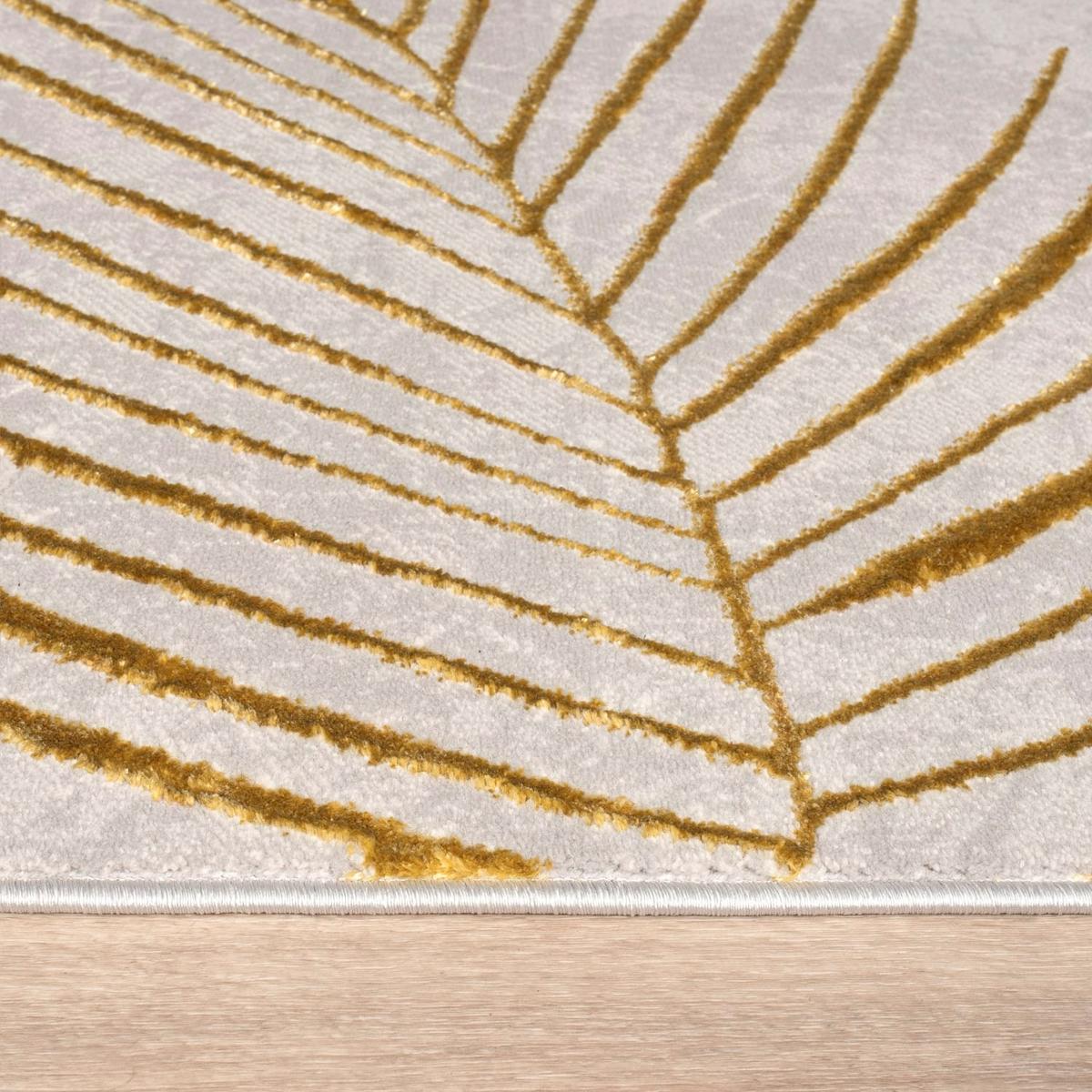 KURZFLORTEPPICH, mit Blätter-Motiv, Gold, 160 x 230 cm - Goldfarben, Textil (230/160cm) - KADIMA DESIGN
