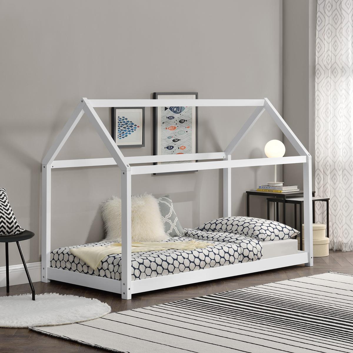 HAUSBETT Netstal - Weiß, Holz (80/160cm) - [en.casa]