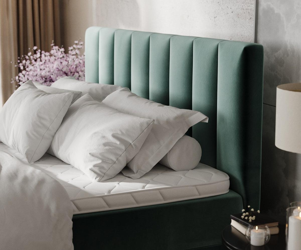 BOXBETT Lusso 160/200 cm Türkis im Kronos Stoff - Türkis/Schwarz, Holz/Holzwerkstoff (160/200cm) - AltaBeds