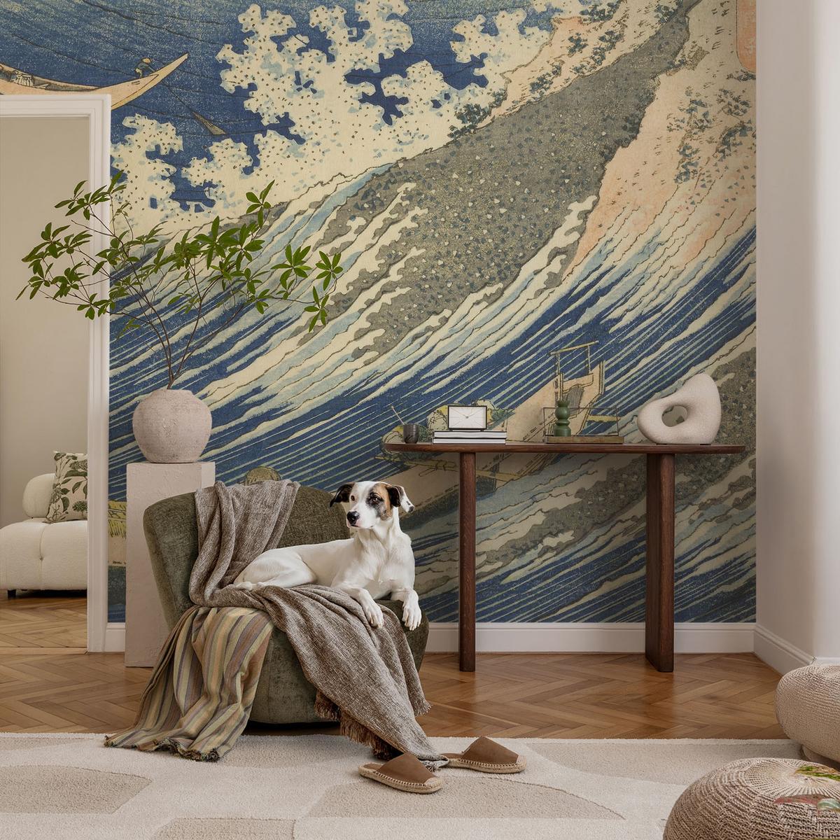 FOTOTAPETE 104x70 cm - Meereswellen - Blau, Textil (104/70cm) - Wallfluent