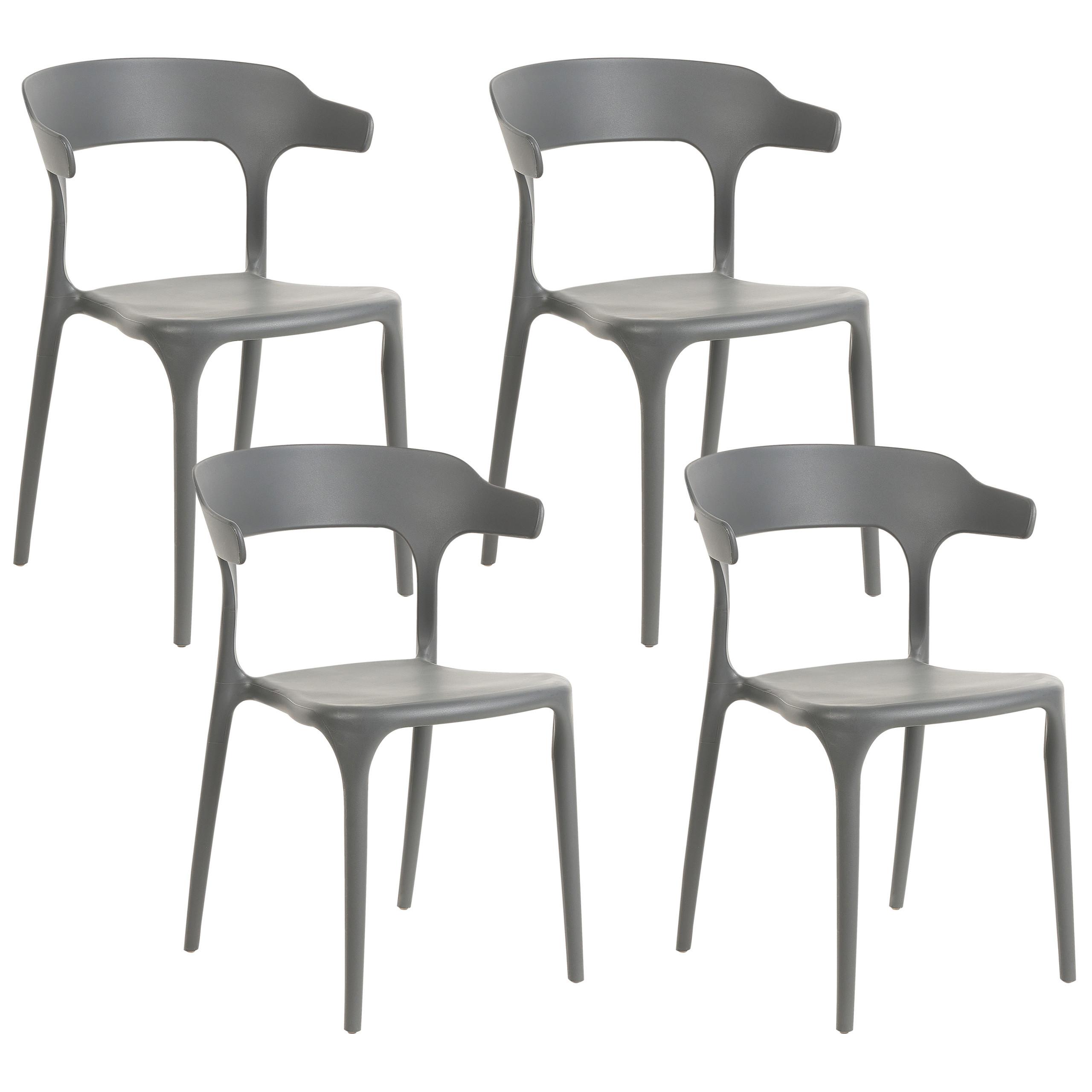 GARTENSTÜHLE 4er-Set Kunststoff grau Gubbio - Grau, Kunststoff (50/76/49cm) - Beliani