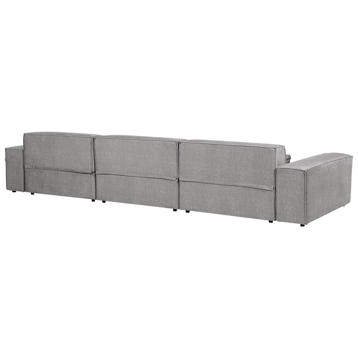 ECKSOFA Modul 4-Sitzer rechtsseitig Grau Stoff mit Ottomane Hellnar - Dunkelgrau, Textil (176/364cm) - Beliani