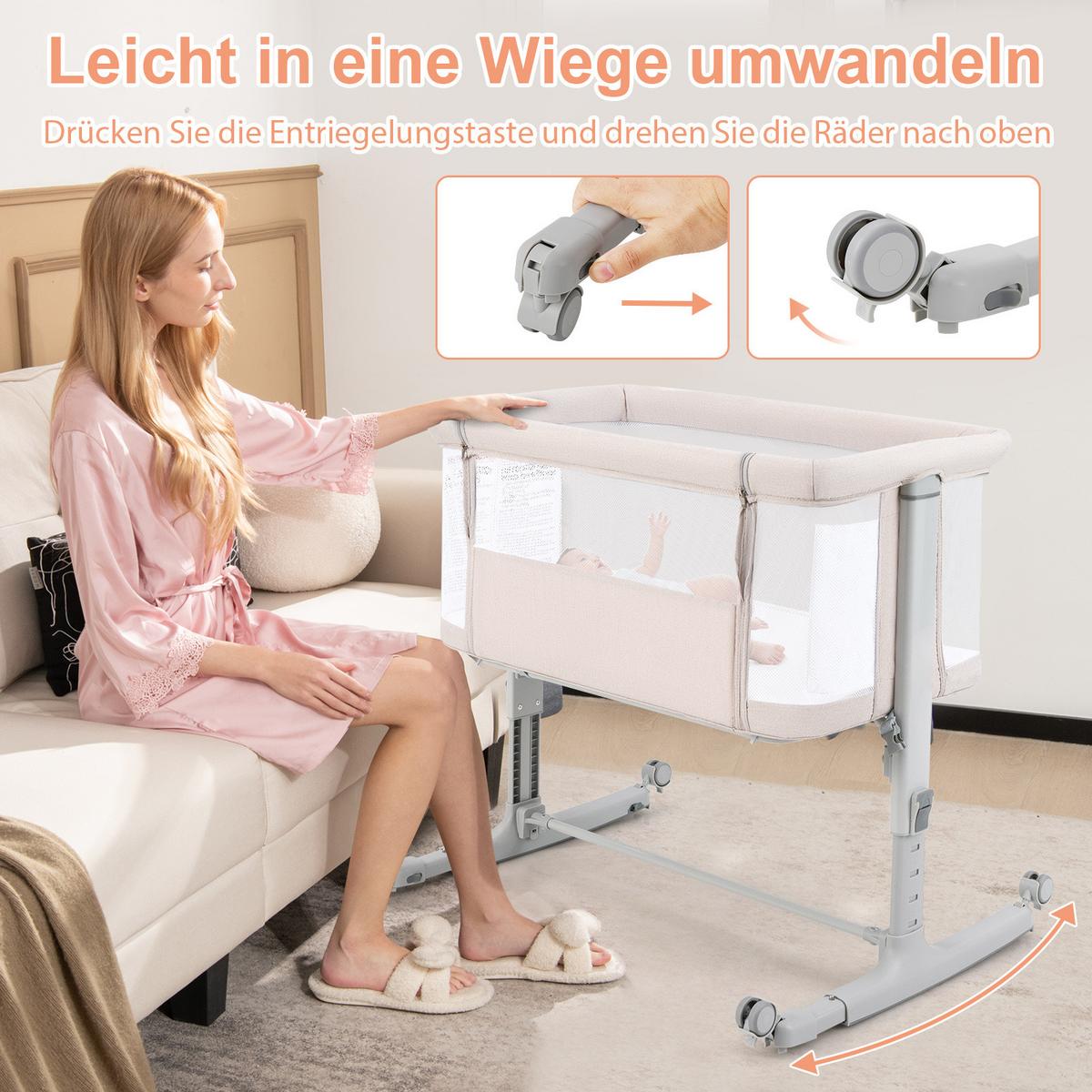 BEISTELLBETT Beige - Beige, Textil - COSTWAY