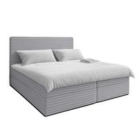 BOXBETT SEVDAYLA 180x200 cm mit Bettkasten und Matratze - Hellgrau + TOPPER - Hellgrau/Schwarz, Holz/Holzwerkstoff (180/200cm) - AX Living