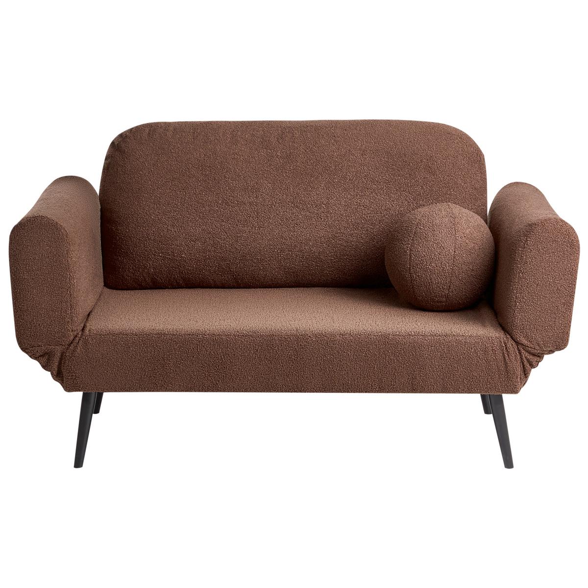 SCHLAFSOFA 2-Sitzer Bouclé Braun Dorotea - Schwarz/Braun, Textil (190/88/79cm) - Beliani