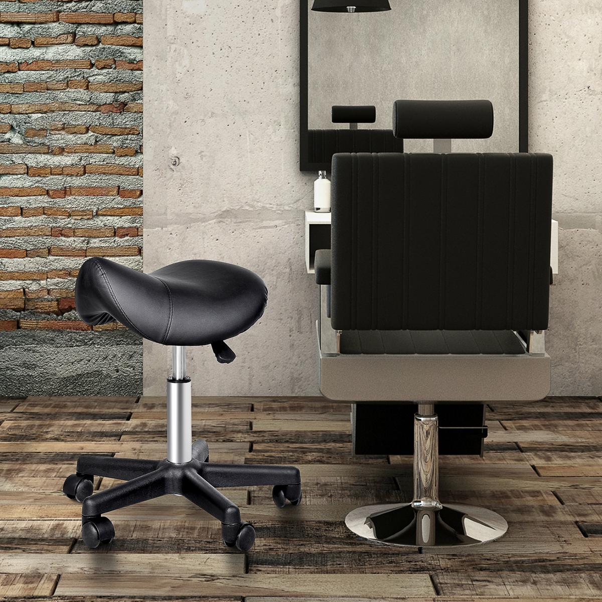 ROLLHOCKER Höhenverstellbarer Drehhocker Arbeitshocker mit Rädern Kunstleder - Schwarz, Leder (38/55/35cm) - HOMCOM