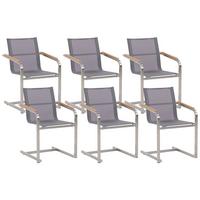 GARTENSTUHL 6er-Set Edelstahl grau Cosoleto - Grau, Metall (56/85/55cm) - Beliani