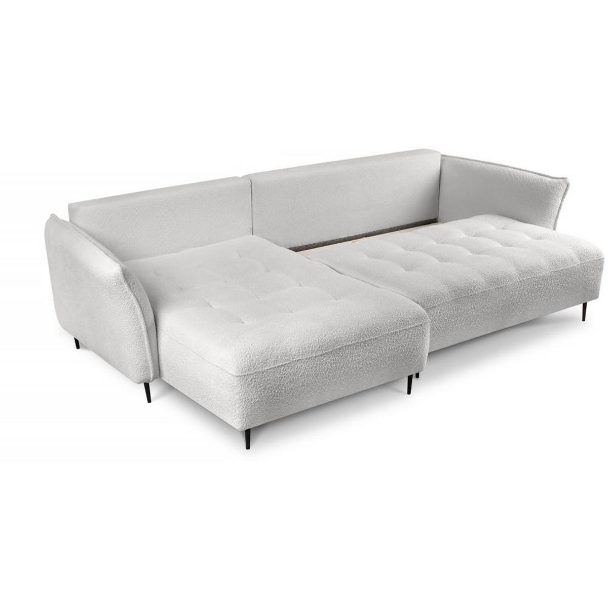 ECKSCHLAFSOFA Bari links hellgrau - Hellgrau/Schwarz, Textil (276/158cm) - Beautysofa