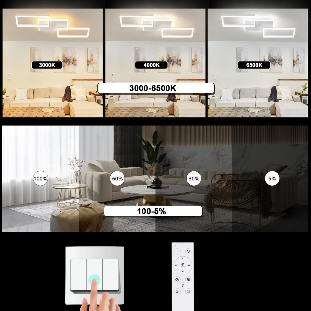 LED-DECKENLEUCHTE Nikok 80/45/7 cm - Weiß, Metall (80/45/7cm) - ZMH