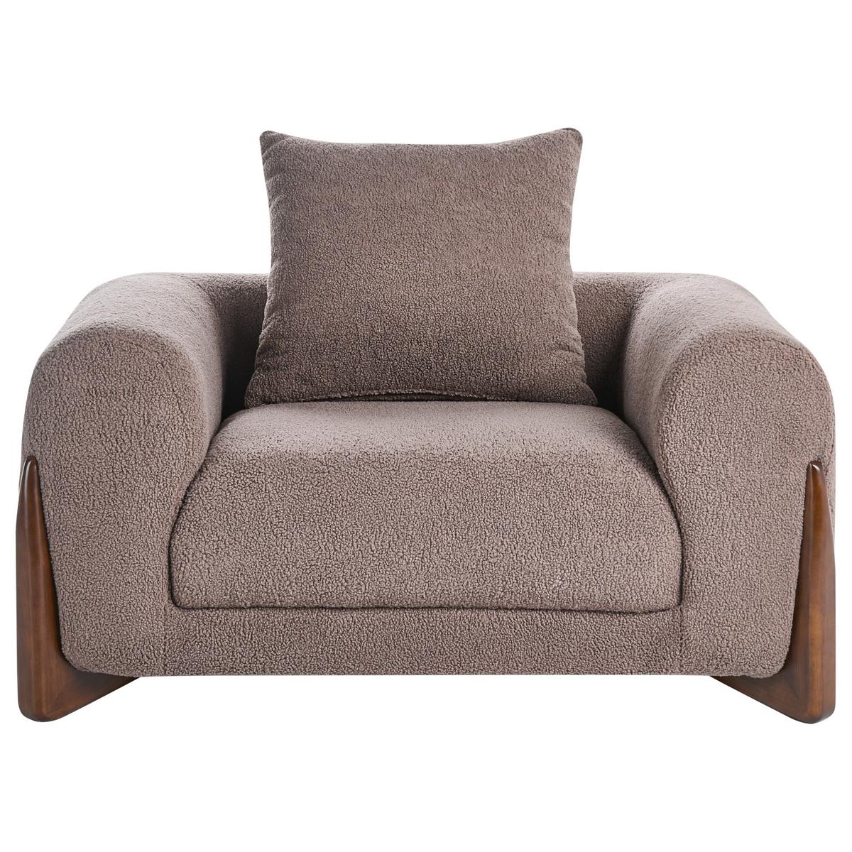SESSEL Bouclé Braun Vinliden - Braun, Holz/Textil (118/62/87cm) - Beliani