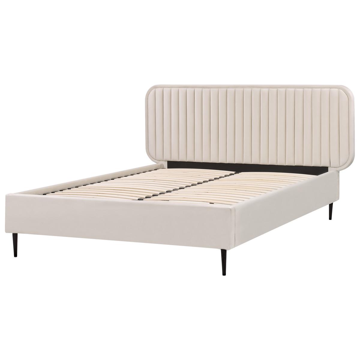 BETT mit Lattenrost 140/200 cm Beige Brin - Beige/Schwarz, Textil (140/200cm) - Beliani