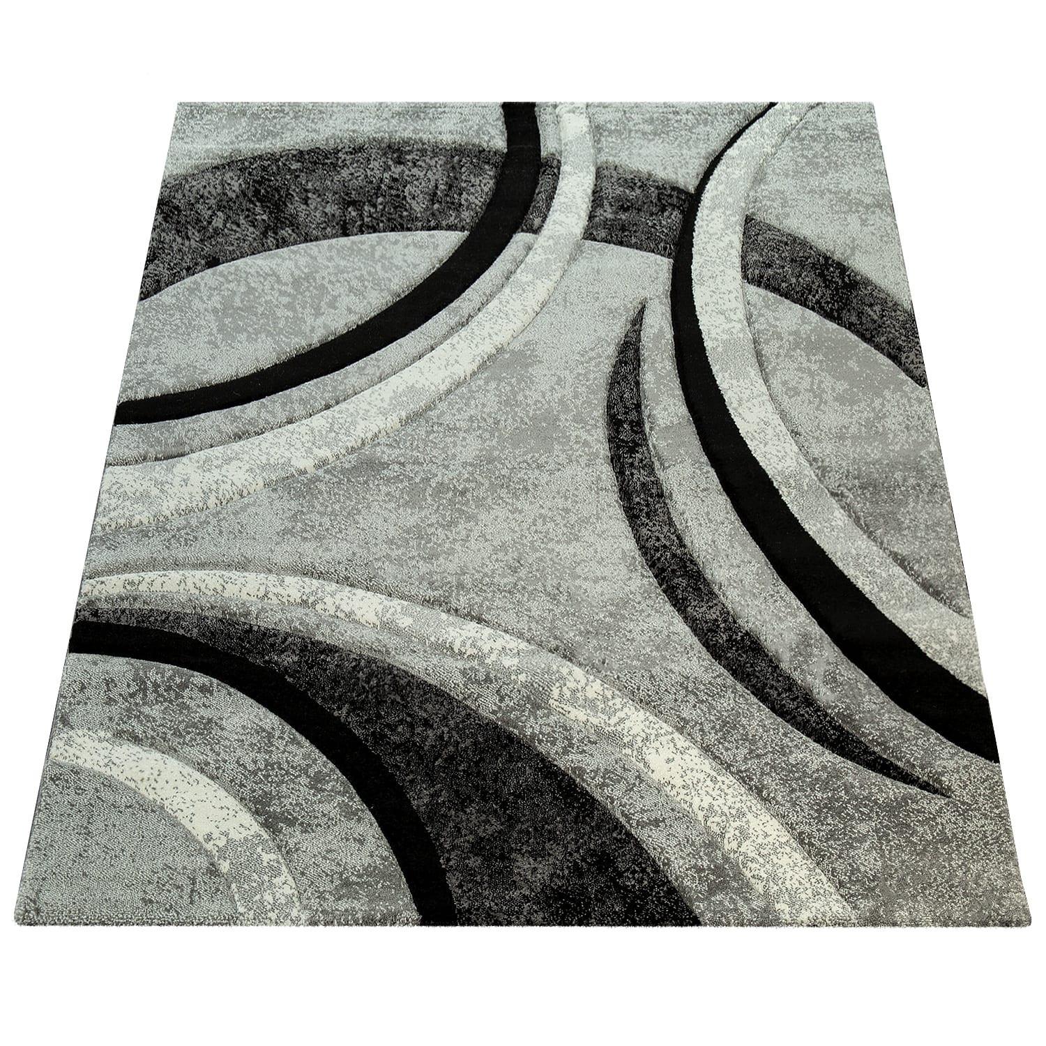 KURZFLORTEPPICH, abstrakt, Florhöhe 12 mm, Hellgrau, 80 x 150 cm - Grau, Textil (150/80cm) - KADIMA DESIGN