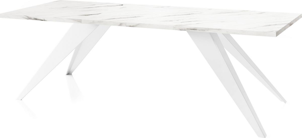 ESSTISCH Vance Weiß rechteckig ausziehbar, Marmor Weiß 160-260/90/76 cm - Ecru/Weiß, Holzwerkstoff/Metall (90/260/76cm) - WFL GROUP