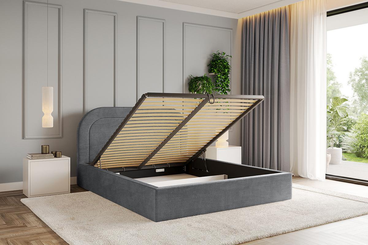 POLSTERBETT mit Bettkasten und Lattenrost, Boxbett ohne Matratze - LERAY 120x200 Dunkelgrau - Anthrazit, Holzwerkstoff/Textil (120/200cm) - ALTDECOR
