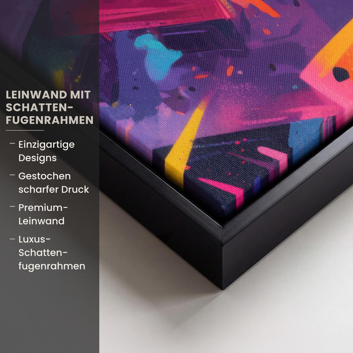 LEINWAND Bilder mit Rahmen - Abstrakt - Formen - Farbenfroh - 60x80 - Magenta, Textil (60/80cm) - MuchoWow
