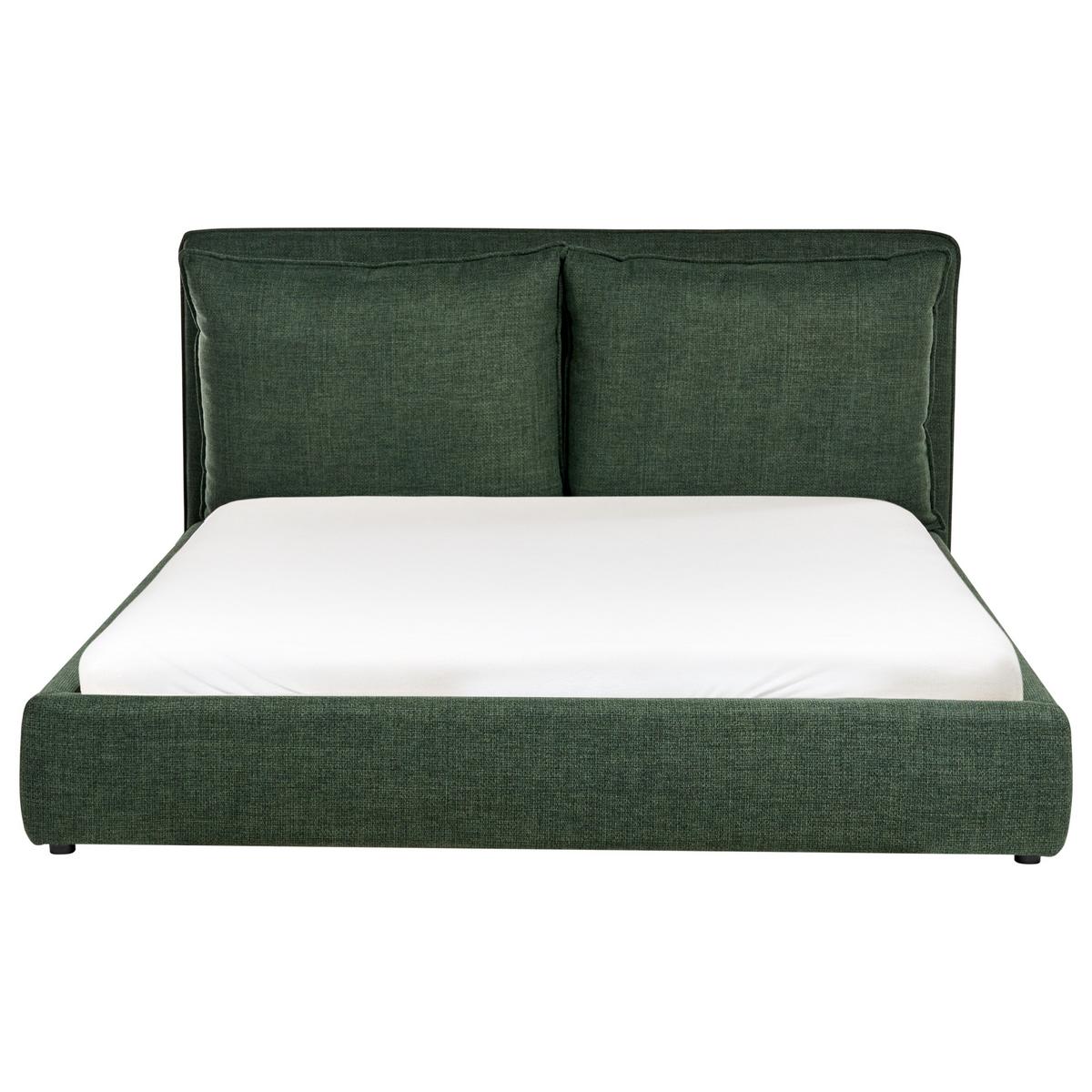 BETT mit Lattenrost 160/200 cm Stoff Dunkelgrün Bajonna - Schwarz/Grün, Textil (160/200cm) - Beliani