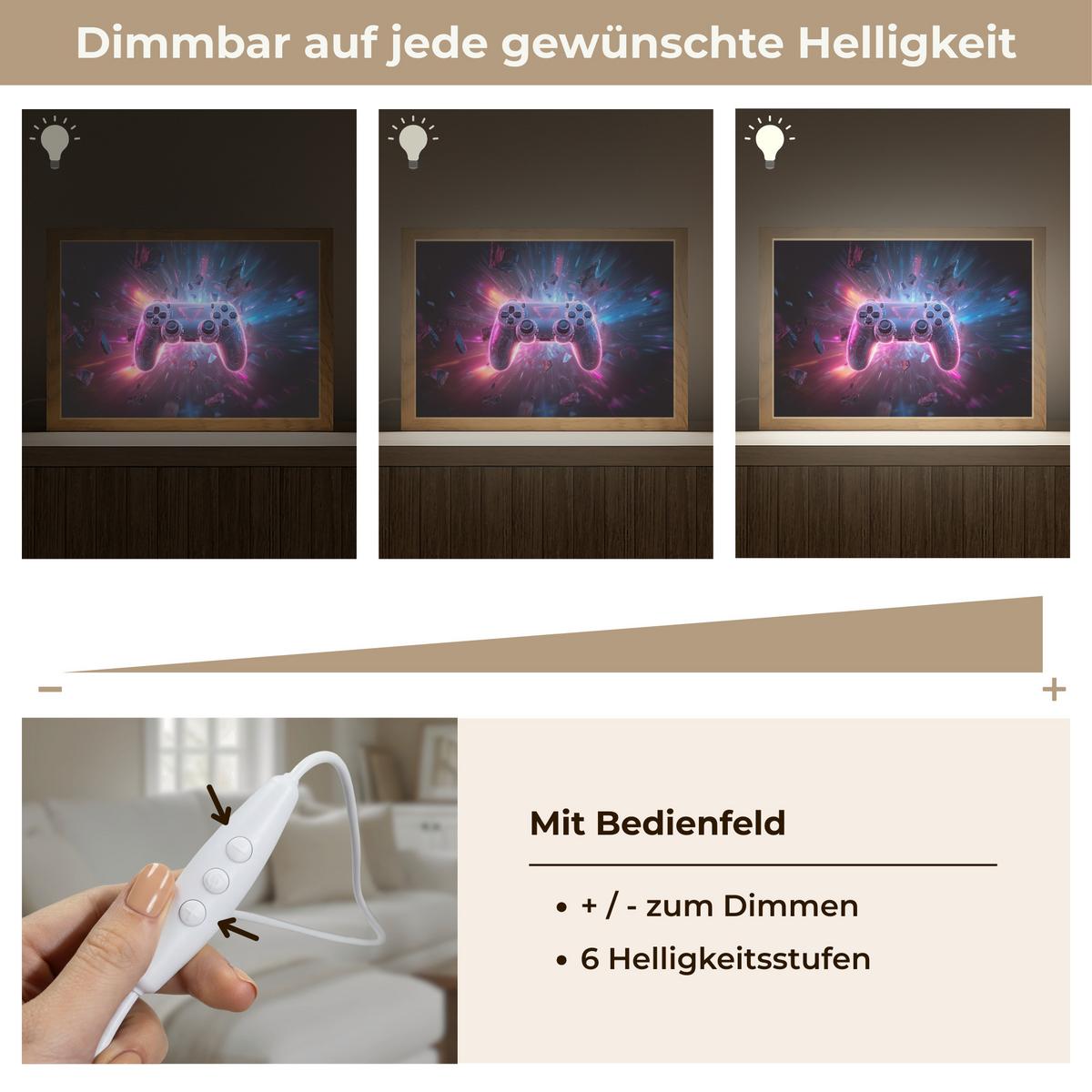 WANDLEUCHTE Controller - Neon - Explosion - Abstrakt 30x20 cm - Violett, Holzwerkstoff (30/20/8cm) - OnlyWow