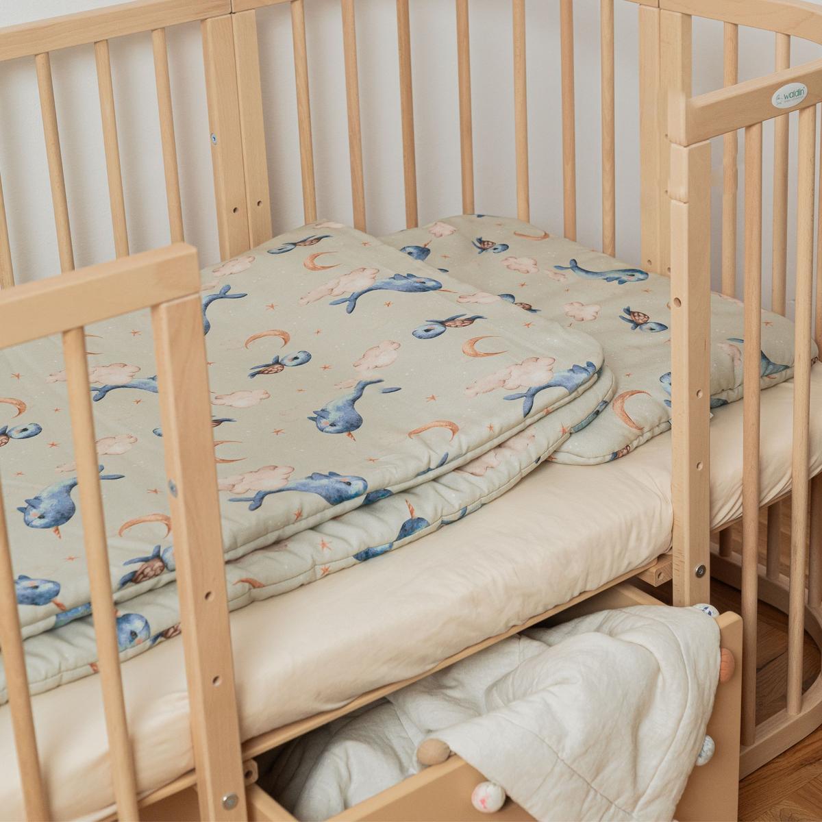 BABY Bambus-Bettwäsche Wale - Olivgrün, Textil (100/135cm) - waldin