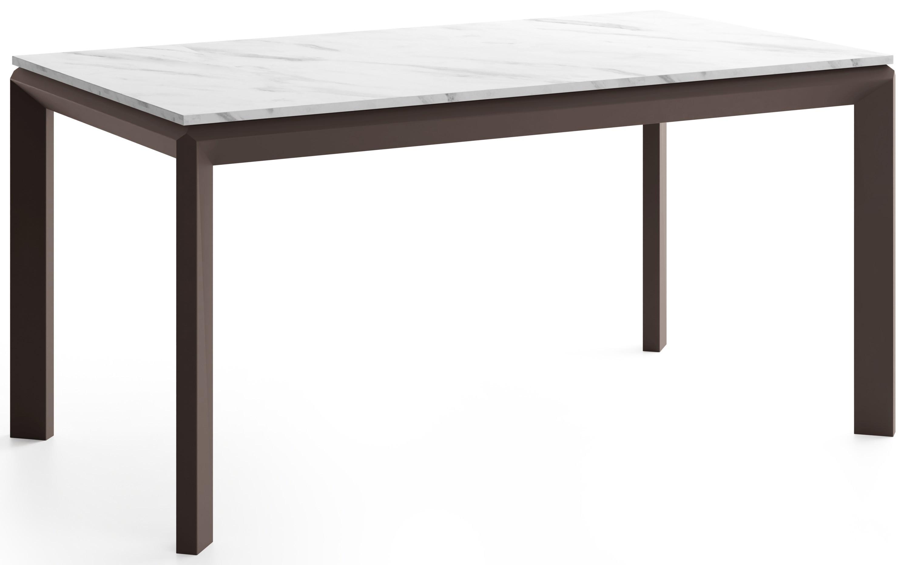 ESSTISCH Elan rechteckig ausziehbar verlängerbar mit Braunen Metallbeinen, Marmor Weiß 160-250/90/76 cm - Ecru/Braun, Holzwerkstoff/Metall (90/250/76cm) - WFL GROUP