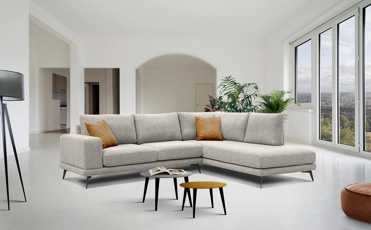 ECKSOFA MEDIOLANE 5-Sitzer, hellgrau - Hellgrau, Holzwerkstoff/Textil (282/219cm) - Wozimo