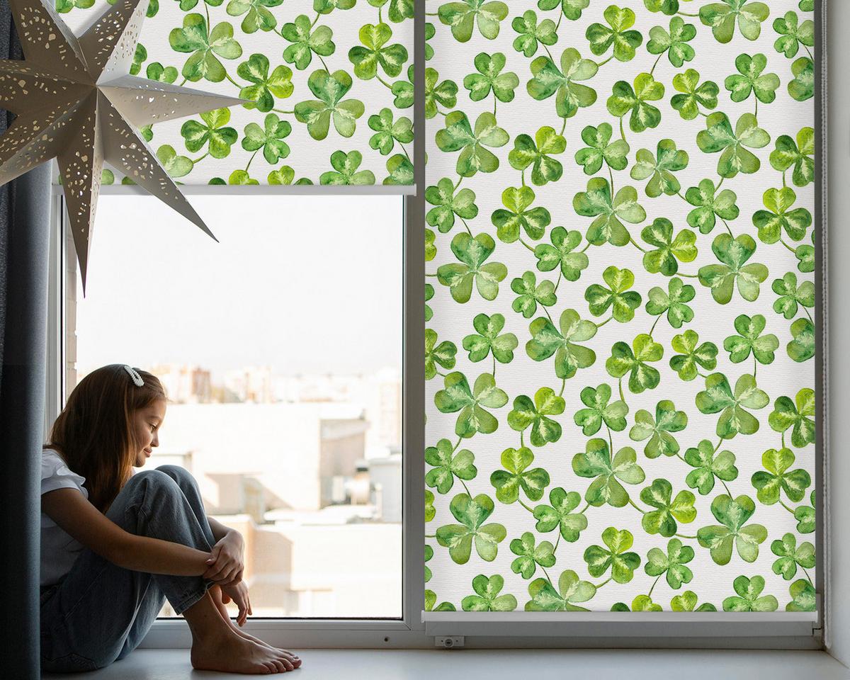 INNENROLLO - Fensterrollo - Rollo - 110x140 cm - Glücksklee - Grün, Kunststoff (110/140/0.5cm) - TULUP
