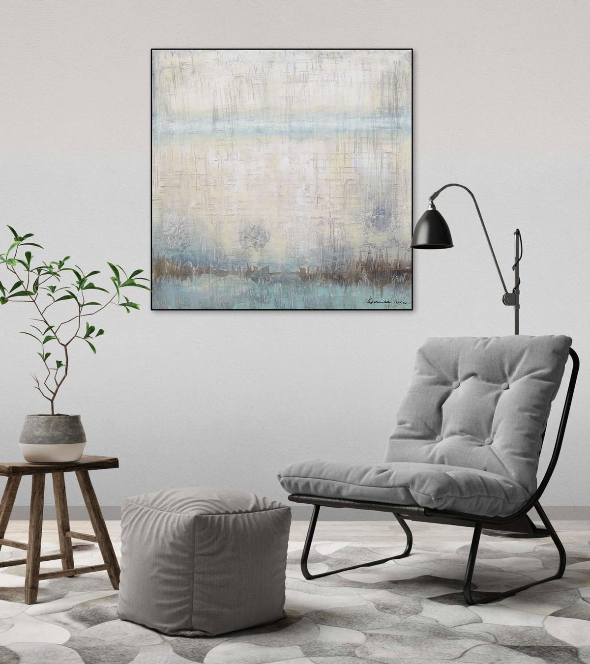 ACRYLBILD HANDGEMALT 80/80 cm - Beige, Holz/Textil (80/80cm) - KUNSTLOFT