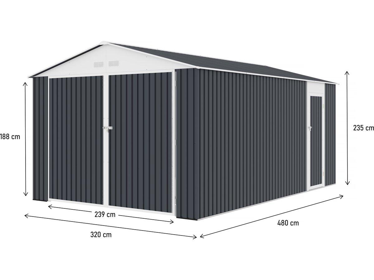 METALL-GARAGE PVC houston - Grau, Metall (470/310/470cm) - Habitat Garten