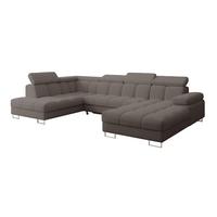 WOHNLANDSCHAFT mit Schlaffunktion und Bettkasten Ottomane Links COMA U 345x203x79 Braun Bouclé - Dunkelbraun, Holzwerkstoff/Textil (345/79/203cm) - ALTDECOR