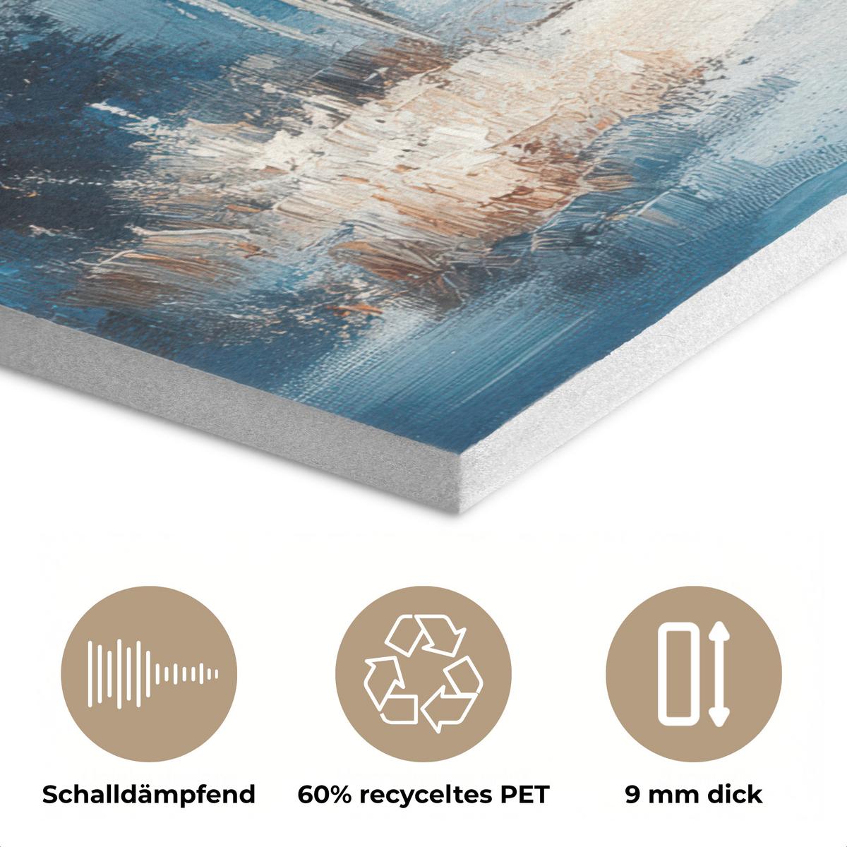 AKUSTIKBILD Wald - Winter - Natur - Abstrakt - Schnee Wanddeko 70x50 cm - Weiß, Kunststoff (70/50/0.9cm) - MuchoWow