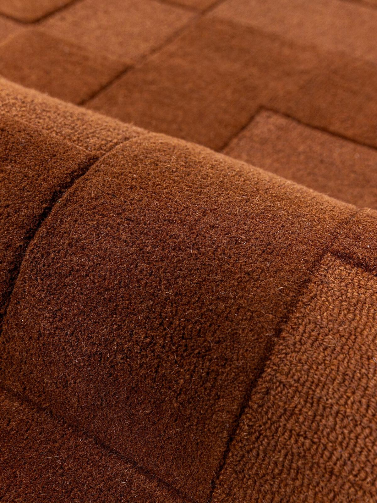 WOLLTEPPICH handgetuftet DEBEN, Schachbrettmuster, Terrakotta, 160 x 230 cm - Orange, Textil (160/230cm) - KADIMA DESIGN