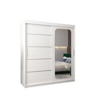 SCHWEBETÜRENSCHRANK 200/180/62 2-türig - Silberfarben/Weiß, Holz/Kunststoff (180/200/62cm) - MÖBEL KRYSPOL