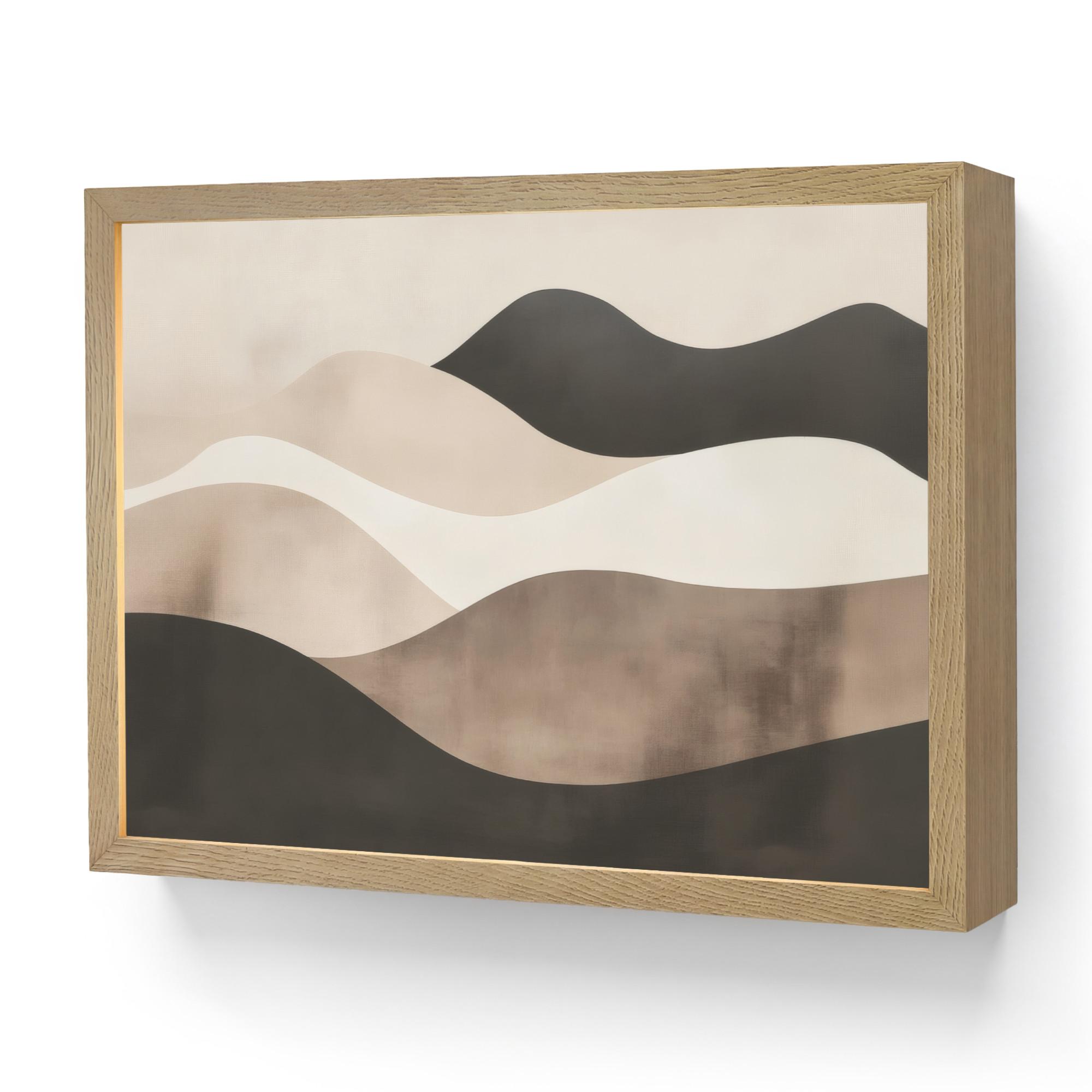 WANDLEUCHTE MIT AKKU Abstrakt - Landschaft - Wellen - Cremefarben 40x30 cm - Graubraun, Holzwerkstoff (40/30/8cm) - OnlyWow