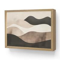 WANDLEUCHTE MIT AKKU Abstrakt - Landschaft - Wellen - Cremefarben 40x30 cm - Graubraun, Holzwerkstoff (40/30/8cm) - OnlyWow