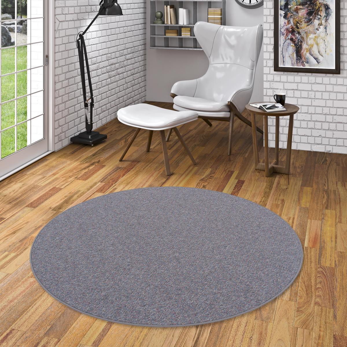SCHLINGEN TEPPICH ALMA MELIERT RUND - Grau, Textil (160/160cm) - Snapstyle